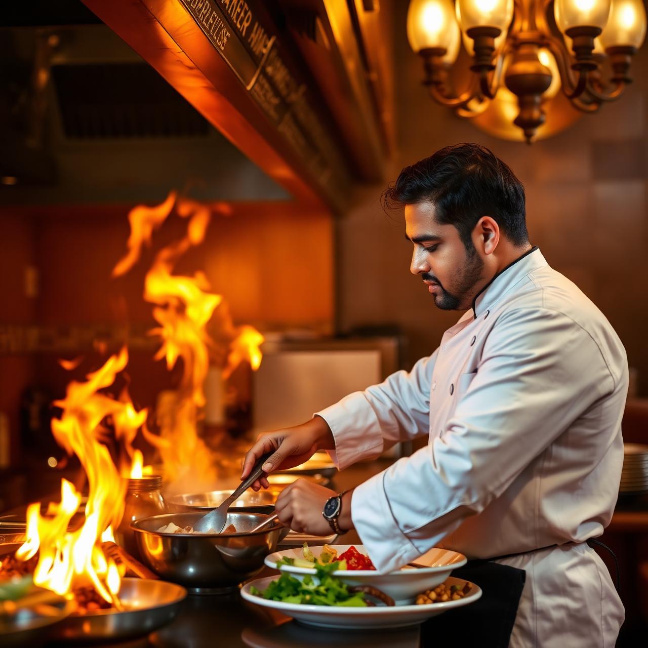 Chef preparing authentic Indian cuisine